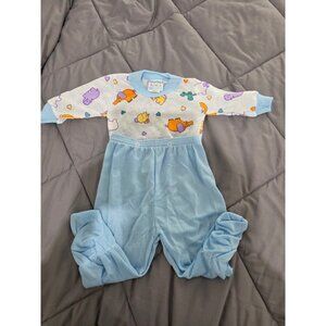 Vintage Fisher Price Two Piece Pajamas 12 Months Blue Animals  USA Kidswear
